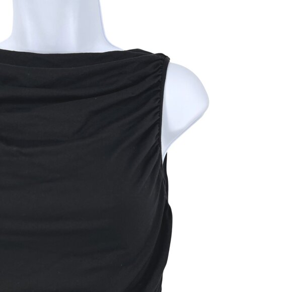 Susana Monaco Black Bodycon Sleeveless Stretchy Ruched Mini Dress Size Small - Picture 3 of 11
